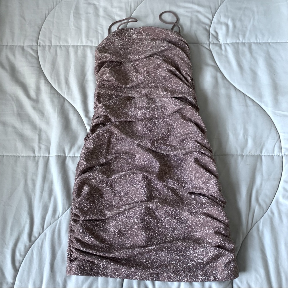petite xxs pink glittery bodycon dress